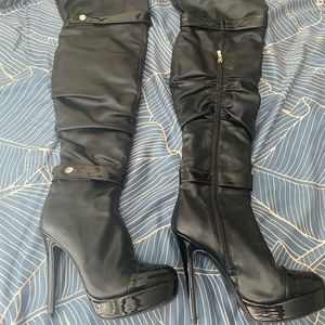 Thigh high leather boots